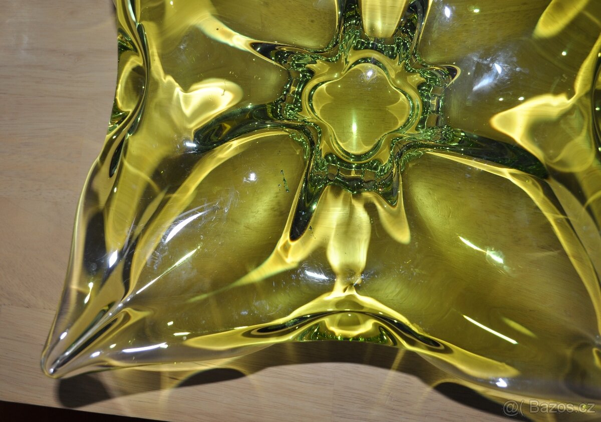 Čtvercová mísa, hutní sklo, Josef Hospodka - 5
