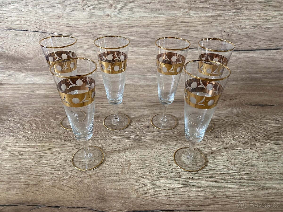 sklenice na sekt flétny na šampaňské retro sklo - 5