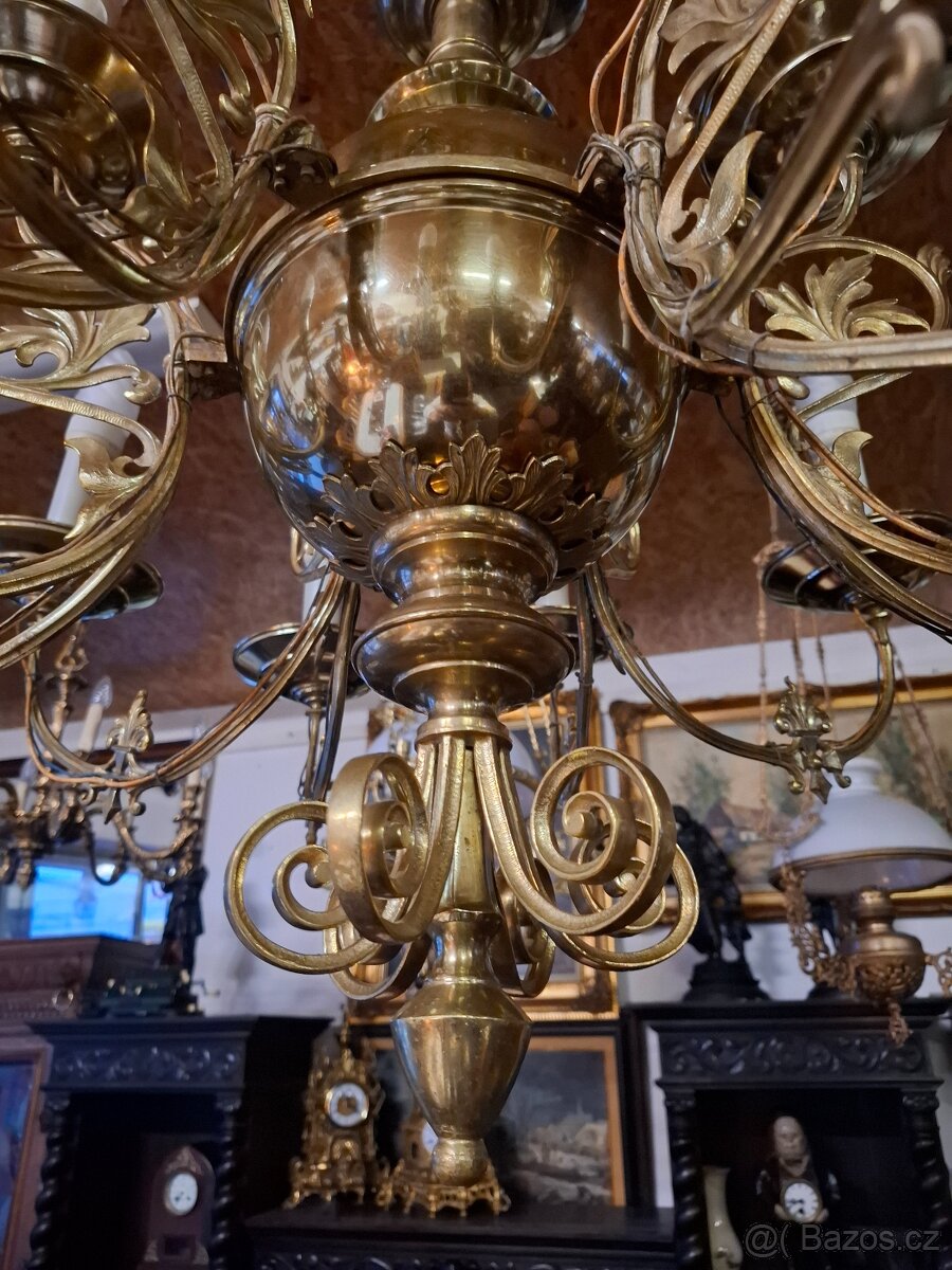 Barokní mosazný lustr FRANCIE 1920 - 5