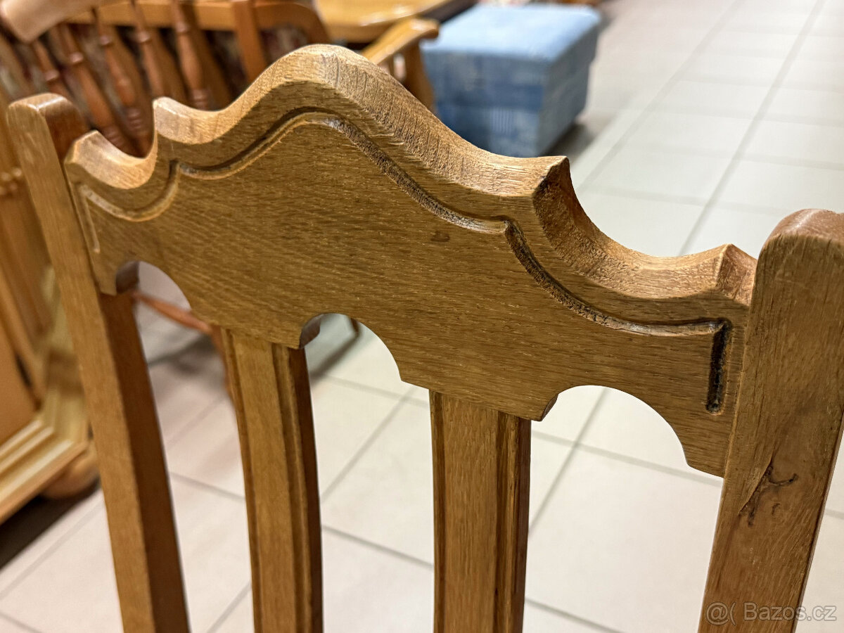 třikrát set dubový stůl se šesti židlemi - 5