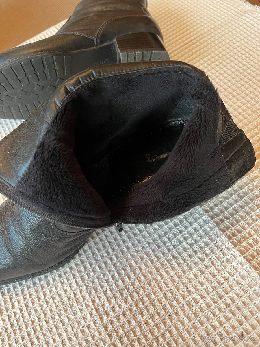 černé kožené kozačky zn. Ara - 5