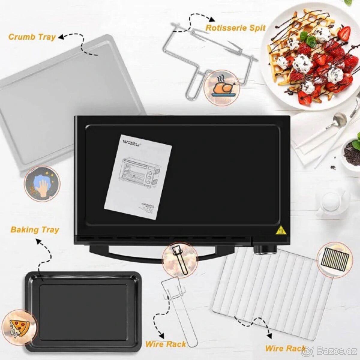 Mini trouba WOLTU s knoflíky, 32 l pečící trouba - 5