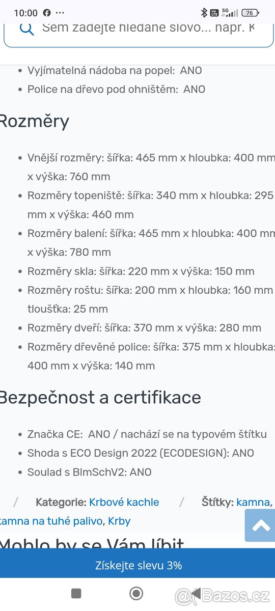 Krbová kamna Blist B1 9 kw - 5