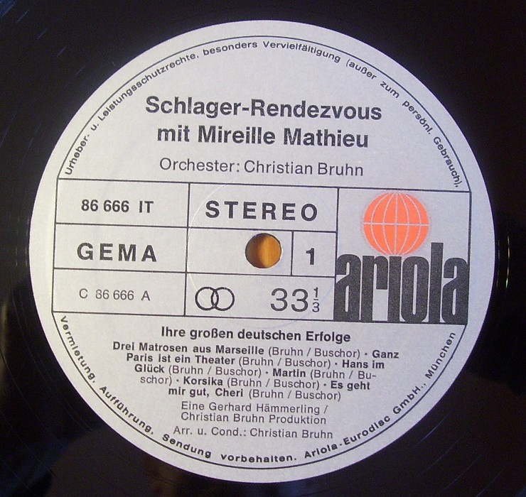 LP Schlager-Rendezvous mit Mireille.. r.1973/258/ - 5