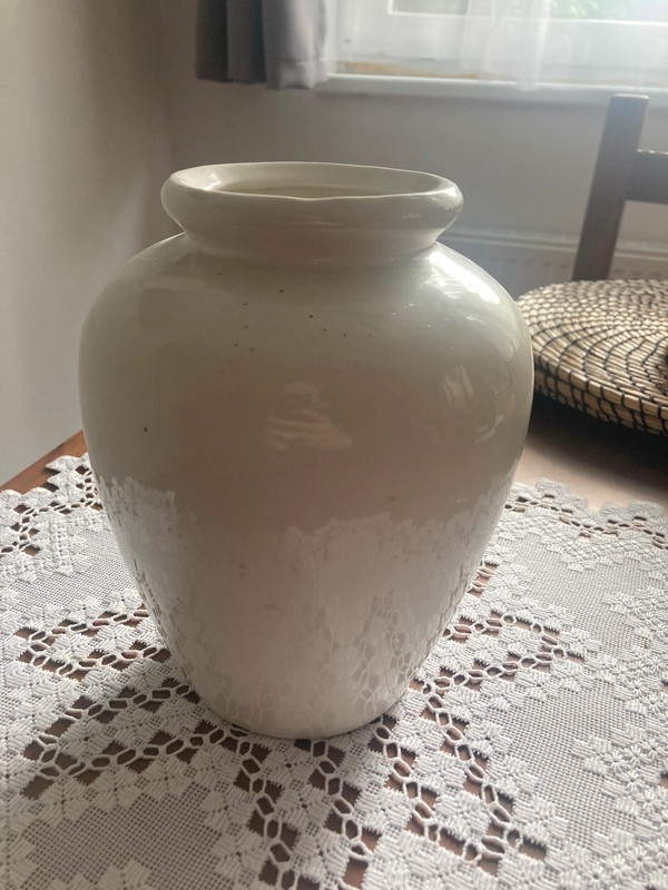 Retro bílá keramická váza s ovocem - 5