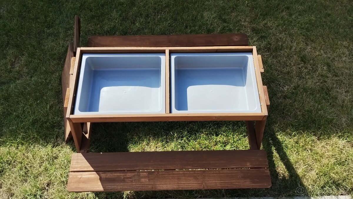 Dětská zahradní lavice s hracím stolem - 5