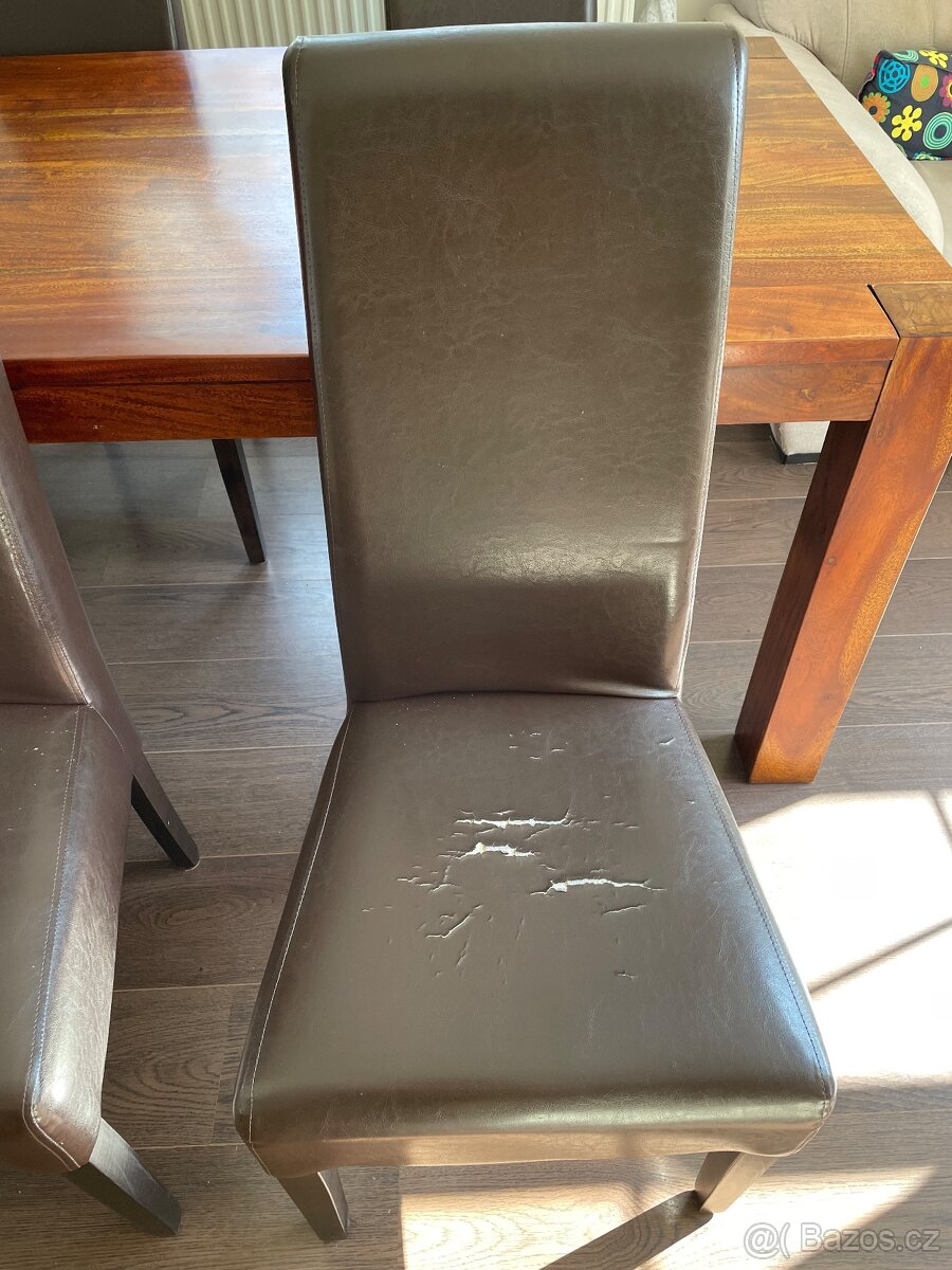 SLEVA KRÁSNÉ STABILNÍ JÍDELNÍ ŽIDLE KOŽENKA - 4 KUSY - 5