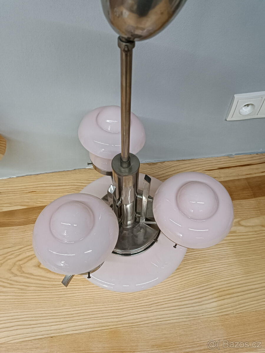 ART DECO LUSTR RŮŽOVÉ STÍNIDLA ZMRZLINA - 5