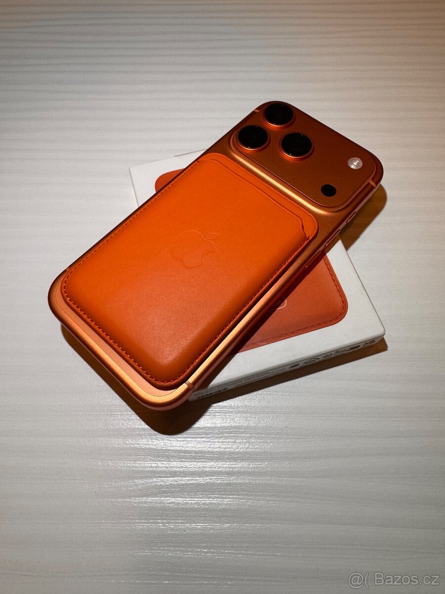 iPhone Leather Wallet ORANGE Find My 17Pro /Pro Max - 5