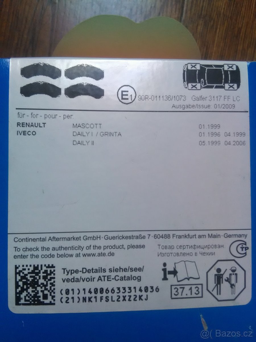 Desky brzdové ATE Renault Mascott + Iveco Daily - 5