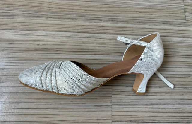 kožené stříbrné taneční boty - 5