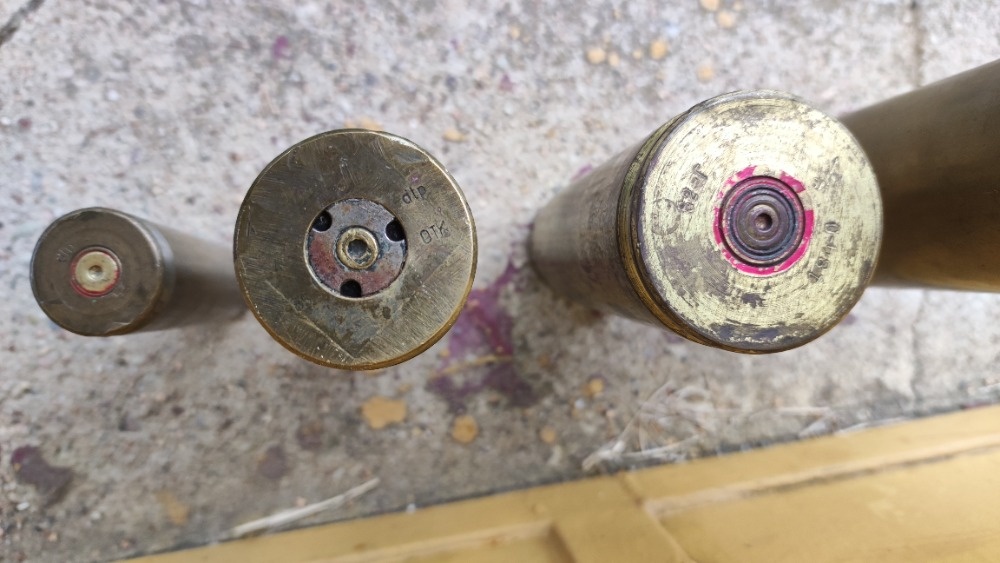 Staré mosazné vojenské patrony - Hilzny - různé velikosti - 5