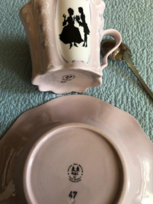 2x PORCELÁNOVÝ DVOJTÁC S ŠÁLKY+PODŠÁLKY A RŮŽOVÝ ŠÁLEK - 5