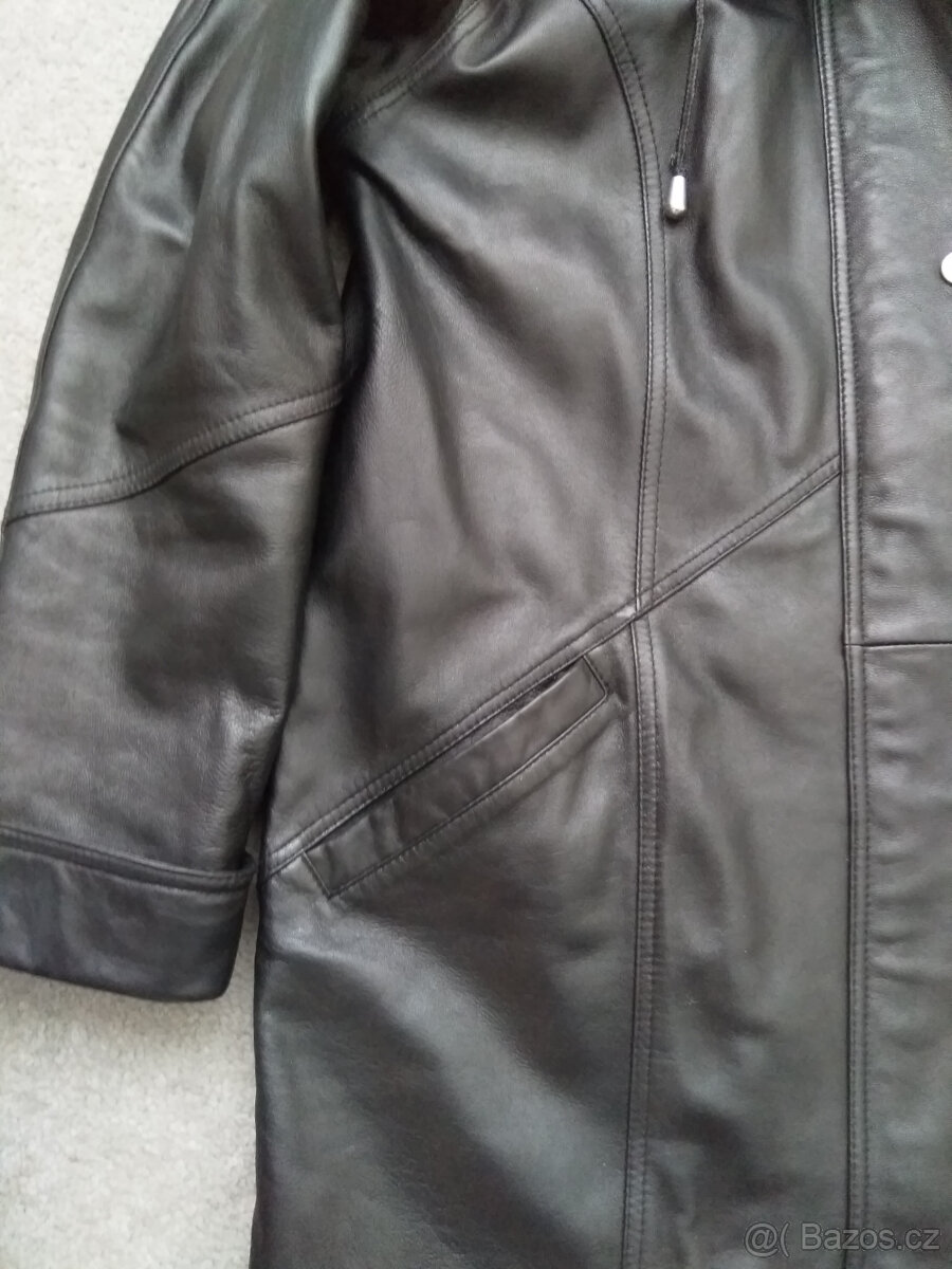 Dámská kožená bunda s kapucí - 5