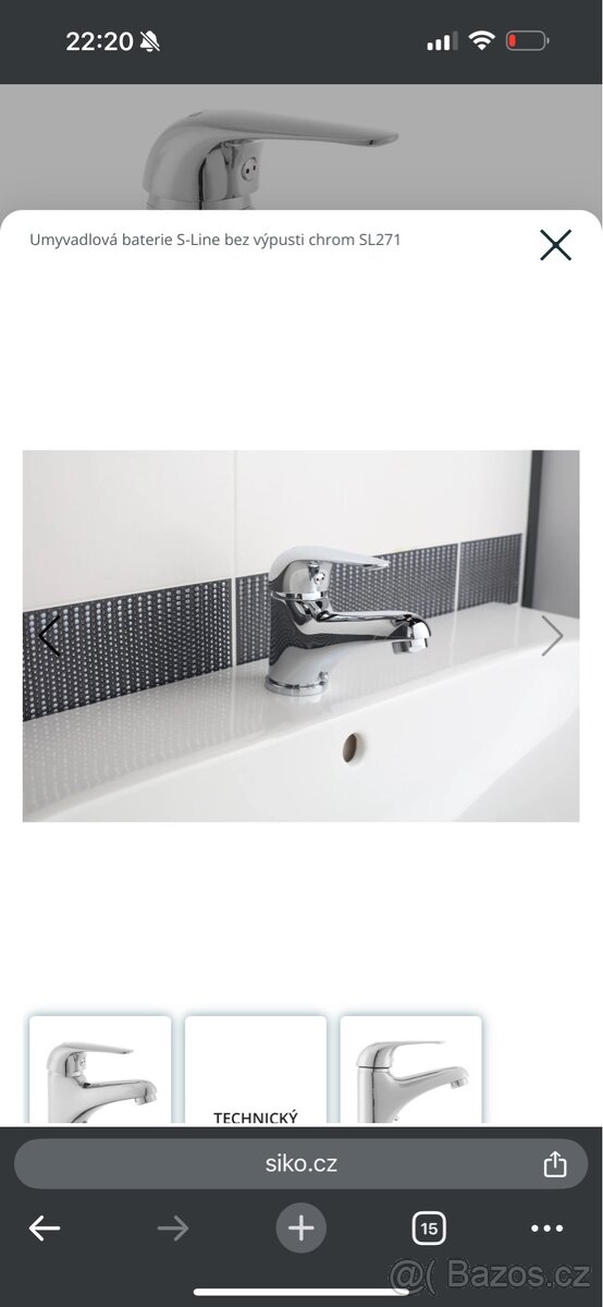 Umyvadlová baterie S-Line bez výpusti chrom SL271 - 5