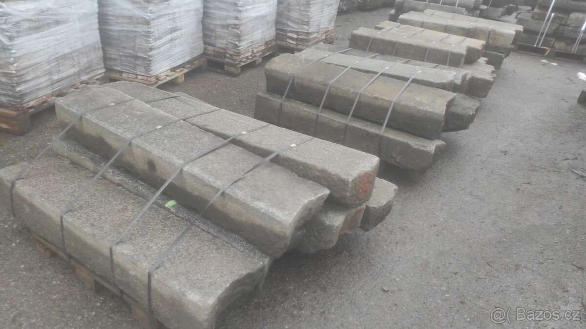 Staré kamenné obrubníky, obruby, žulové obrubníky, 200 bm - 5