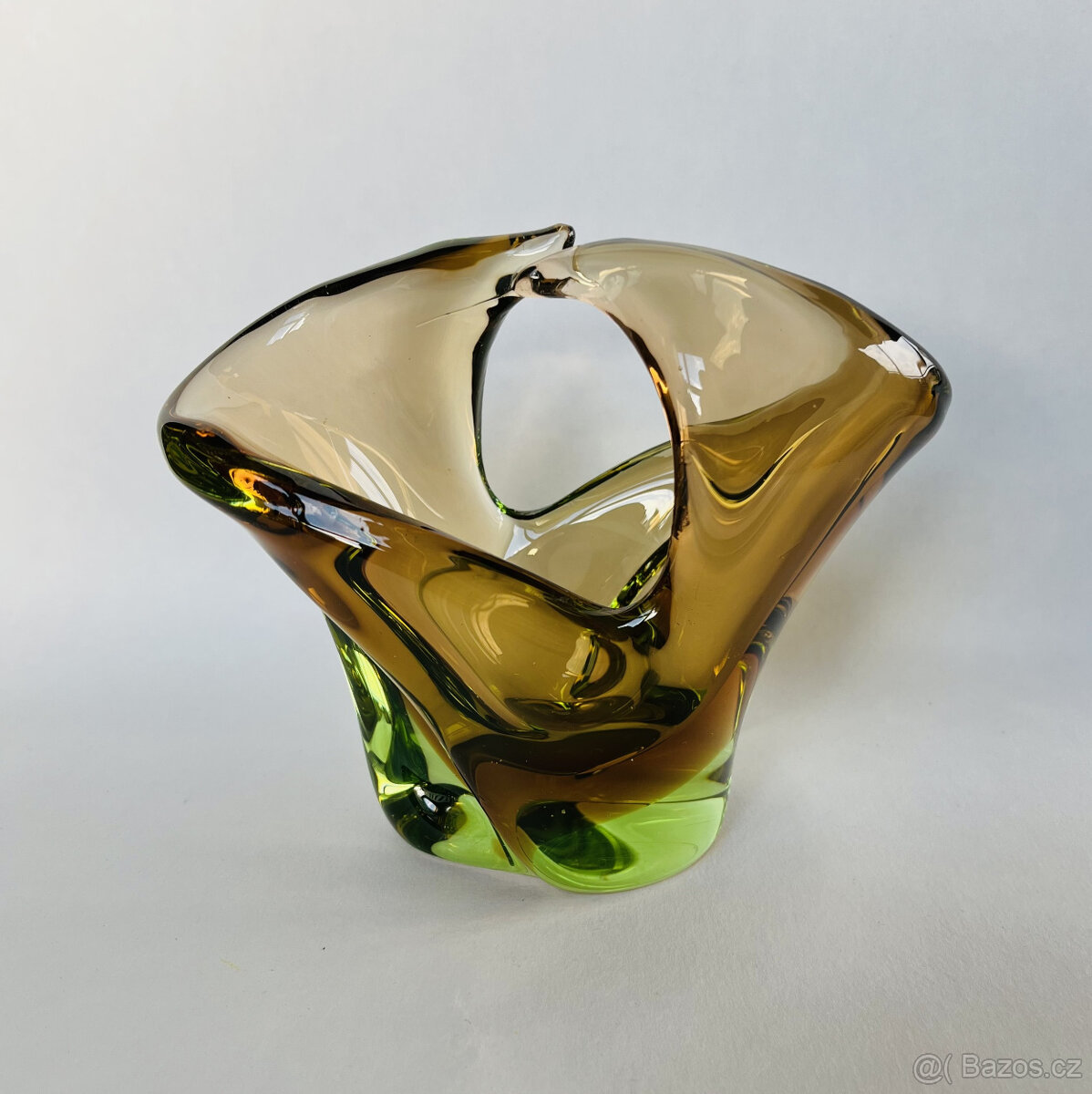 Košík Elegance, uranové hutní sklo, Milena Velíšková - 5