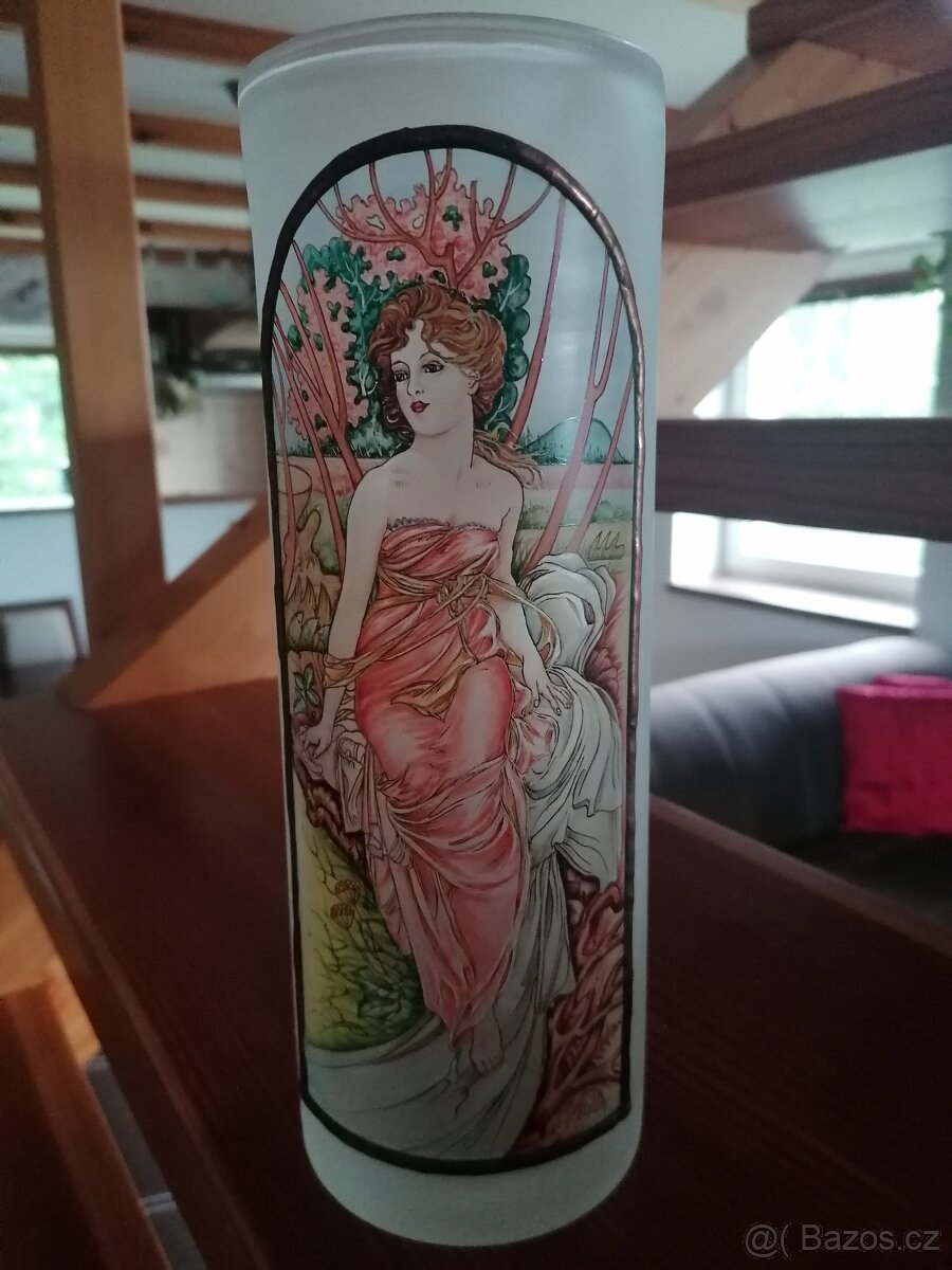 Váza, skleněná, sklo, Alofons Mucha - 5