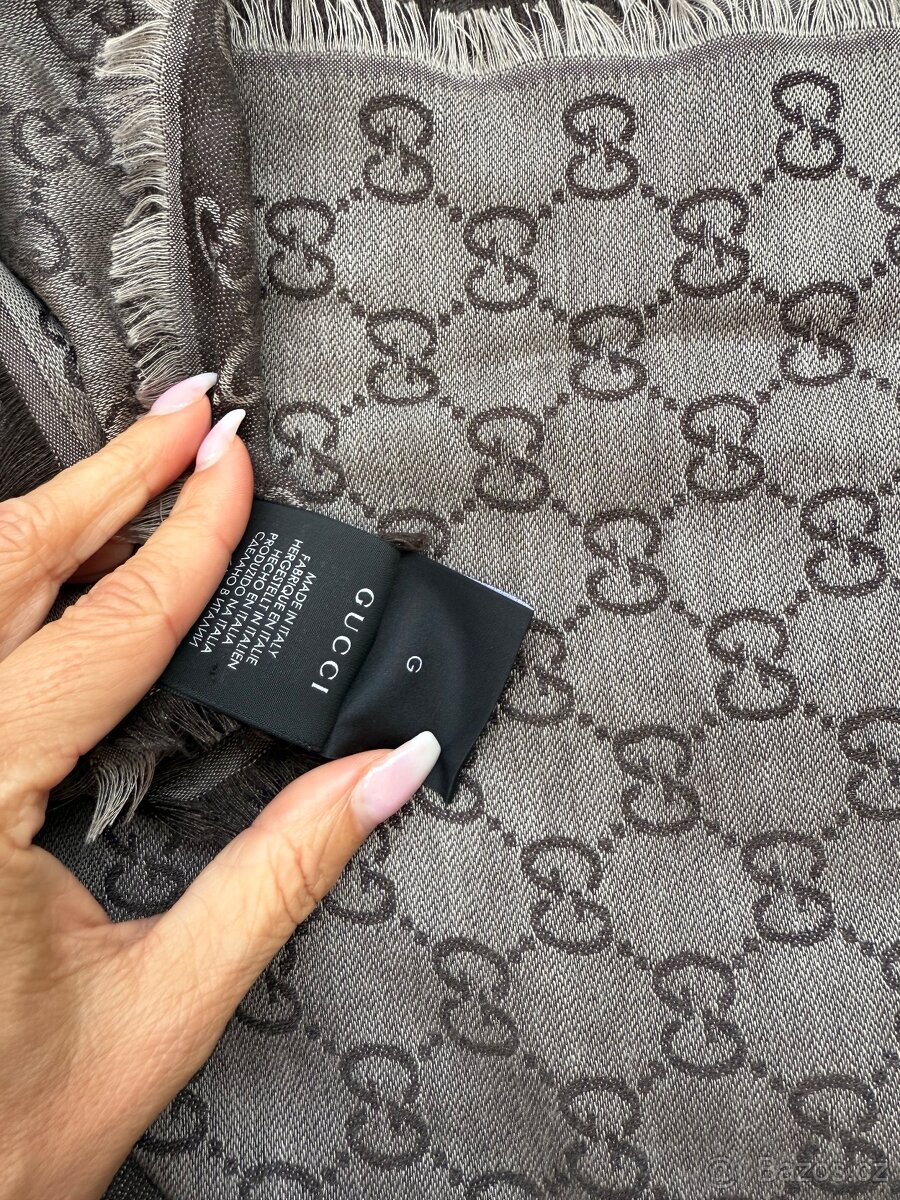 Gucci Scarf GG velký monogram šedý pléd - 5