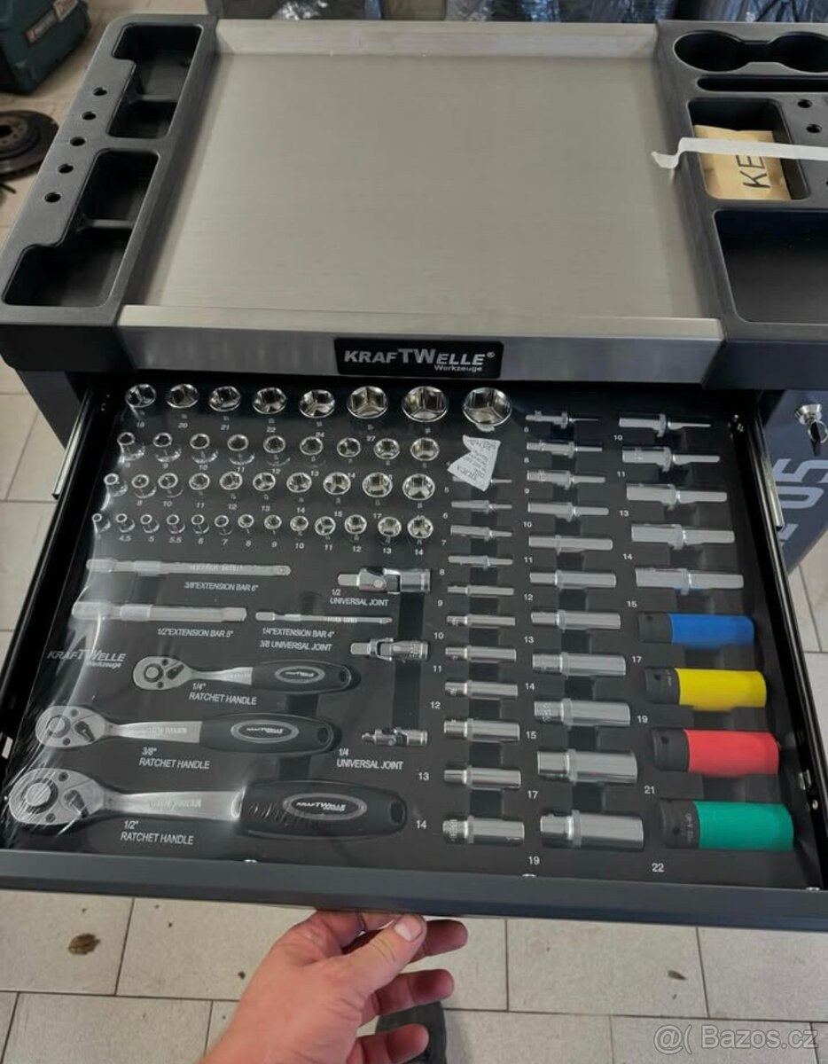 Dílenský vozík Kraftwelle s nářadím na kolečkách - 5