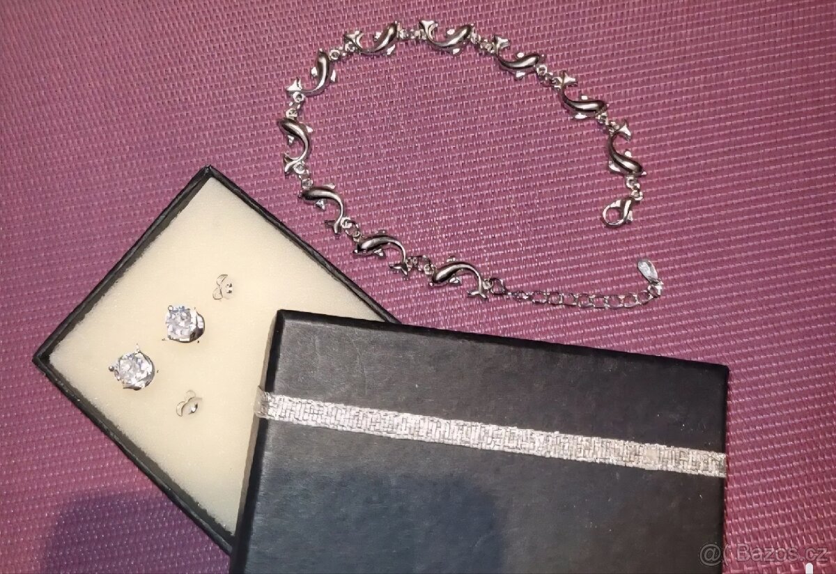Nová dámská sada souprava šperků stříbrná delfín 925 - 5