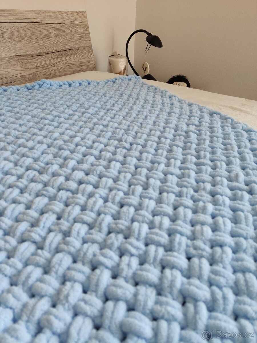 Pletená dětská deka svetlomodrá - 5