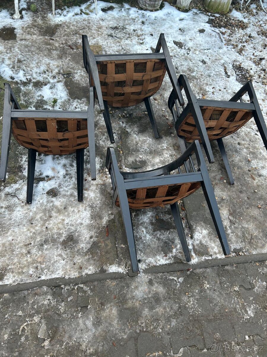 Stará černá křesílka 4 ks - 5