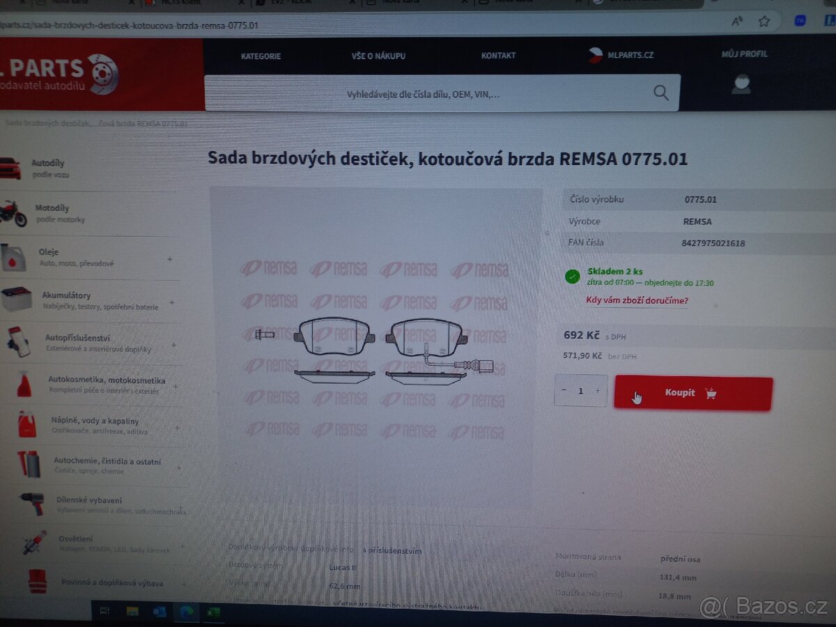 Přední brzdové destičky REMSA 077501 Fabia, Polo, Cordoba - 5