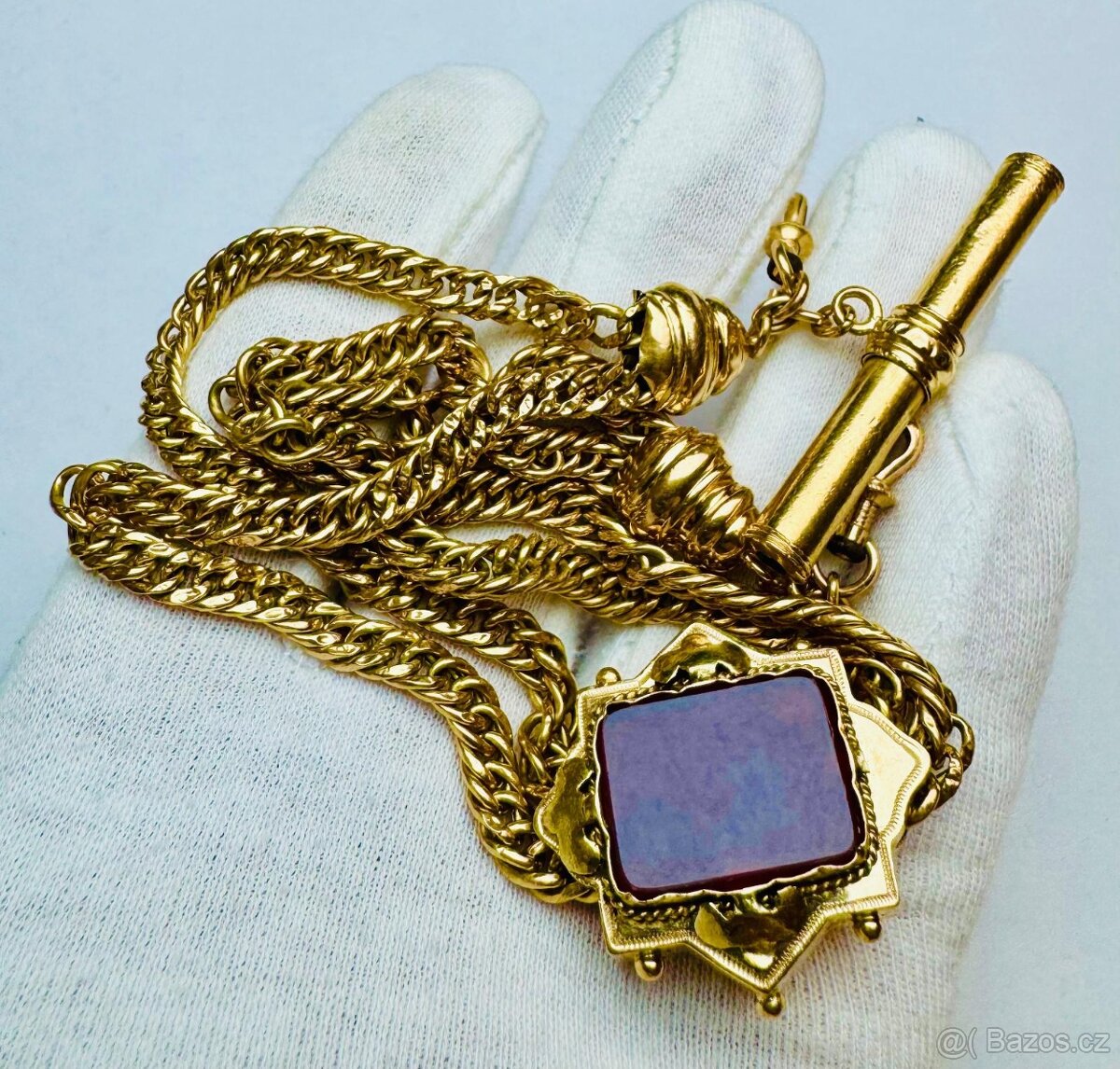 STAROŽITNÝ 18K ZLATÝ PÁNSKÝ ŘETÍZEK KE KAPESNÍM HODINKÁM - 5