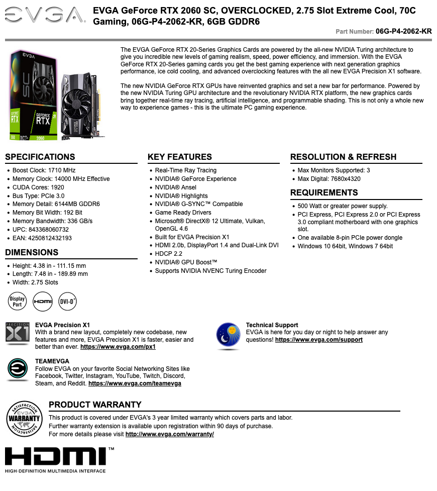 Prodáno - EVGA RTX2060 6GB GDDR6 - 5