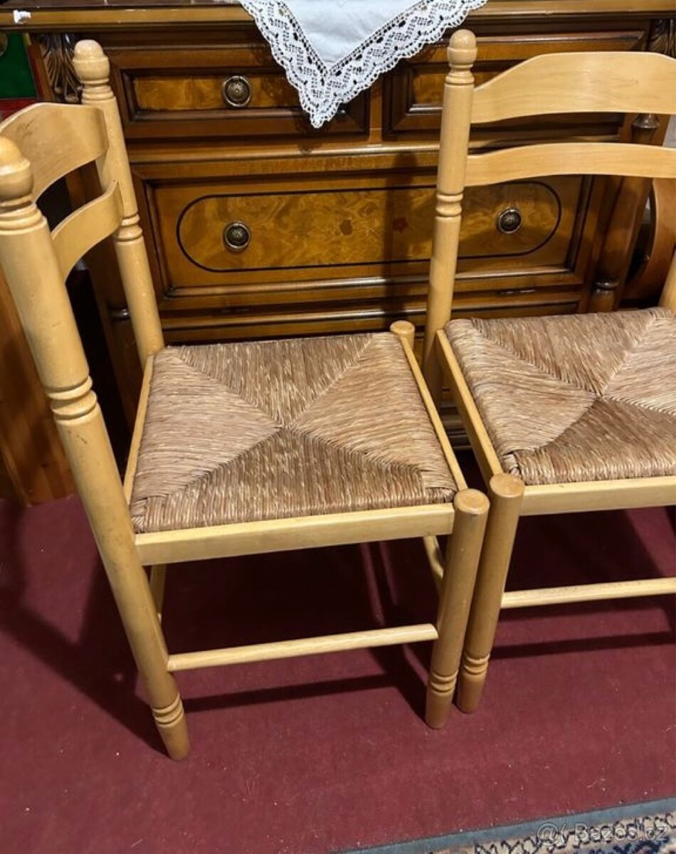 Dřevěné židle s proutěným vypletem - 5