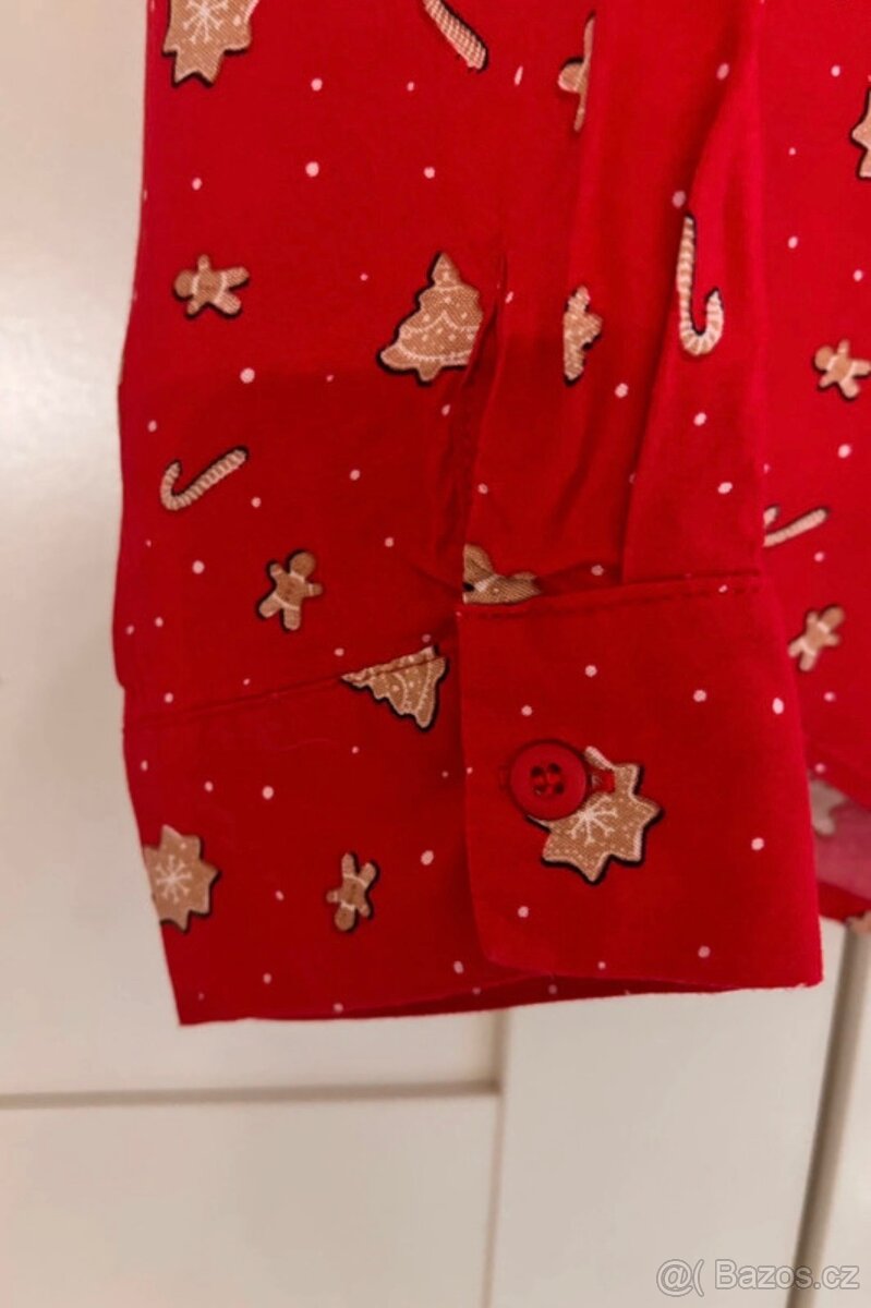 Vánoční košile s krásnými motivy ,vel.170,ale sedne i na vel - 5