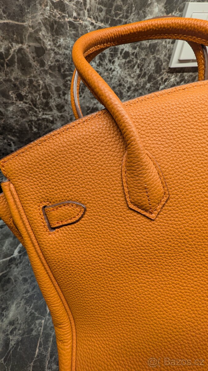 Kožená oranžová kabelka - 5