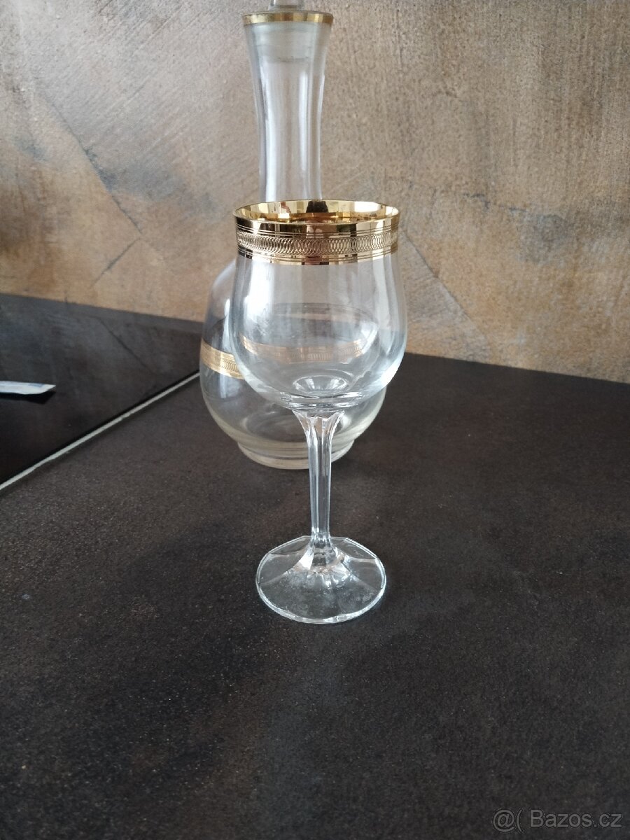 Starožitná karafa a 4 ks sklenice - 5