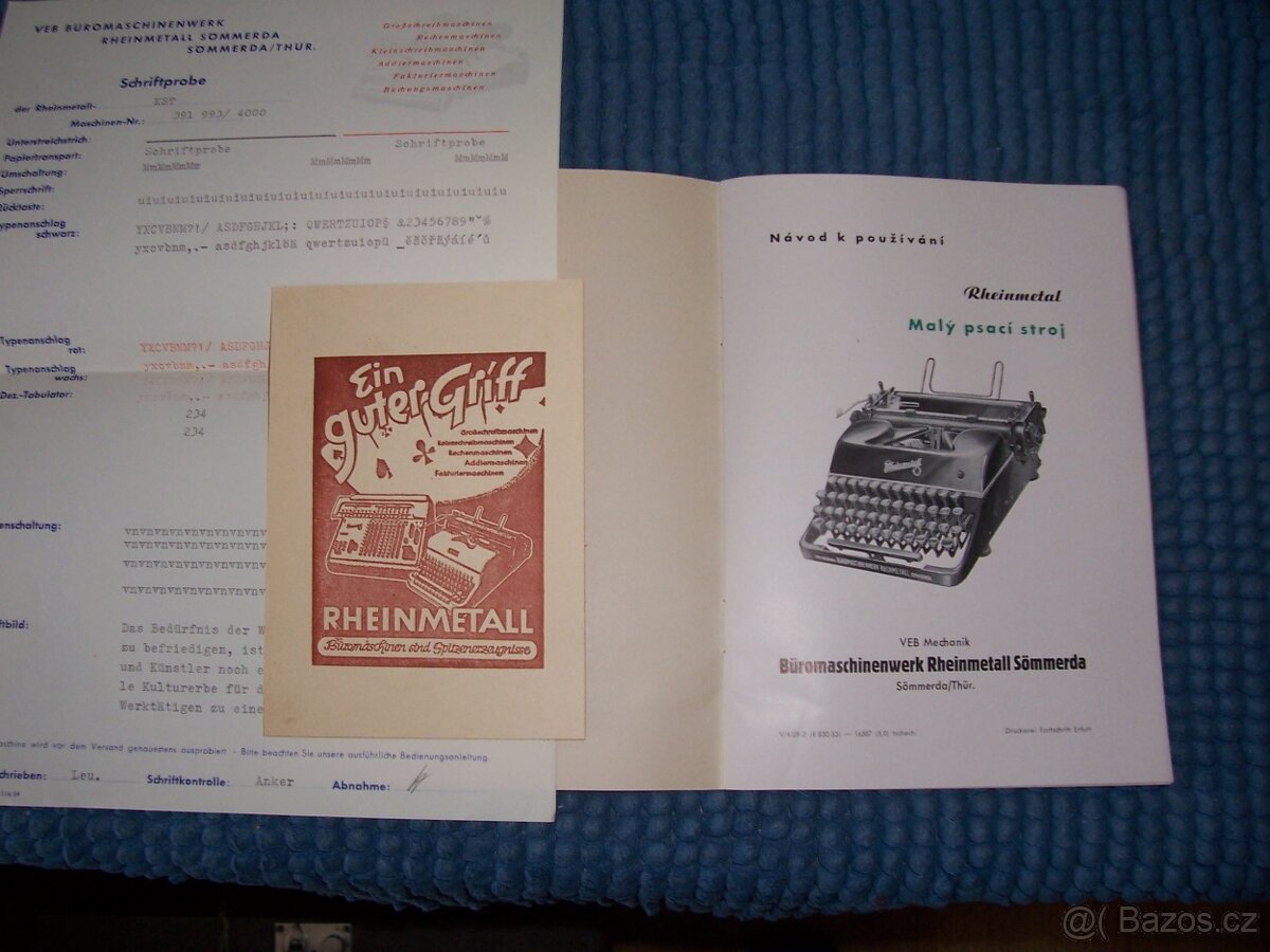 Starý kufříkový německý psací stroj Rheinmetal - 5