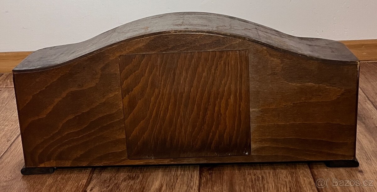 Staré stolní hodiny – dřevěná skříň, původní vzhled - 5