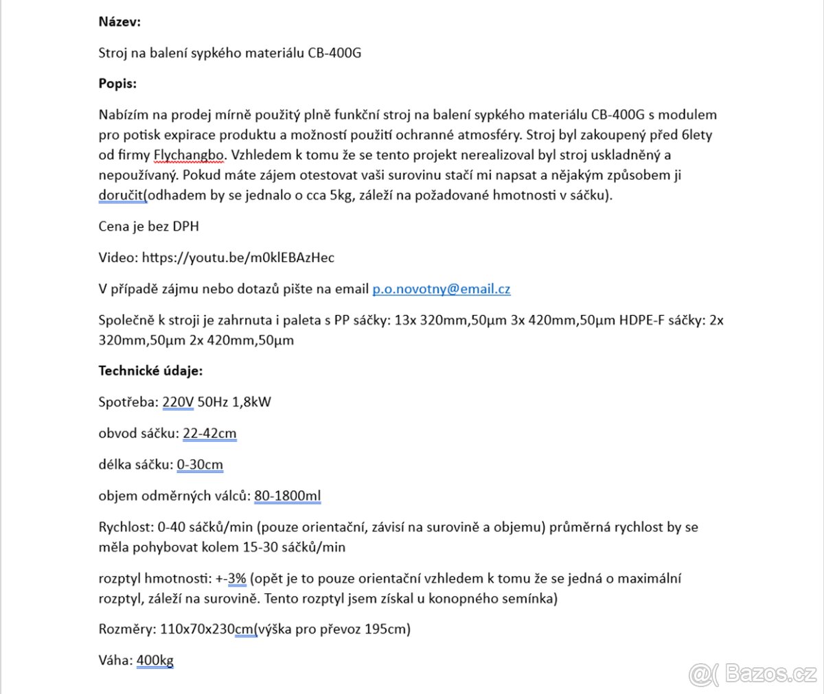 Stroj na balení sypkého materiálu CB-400G - 5
