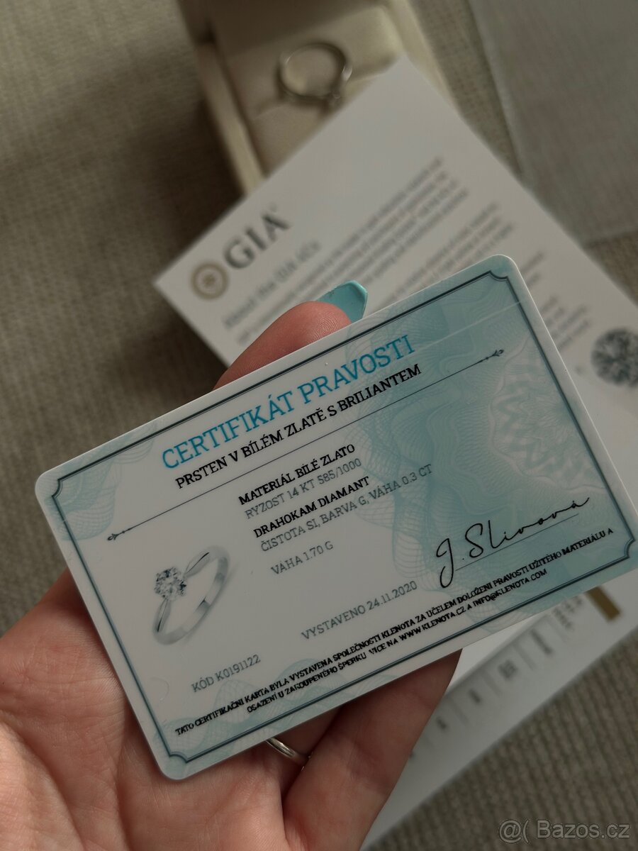 Zásnubní prsten Klenota - bílé zlato, diamant - 5