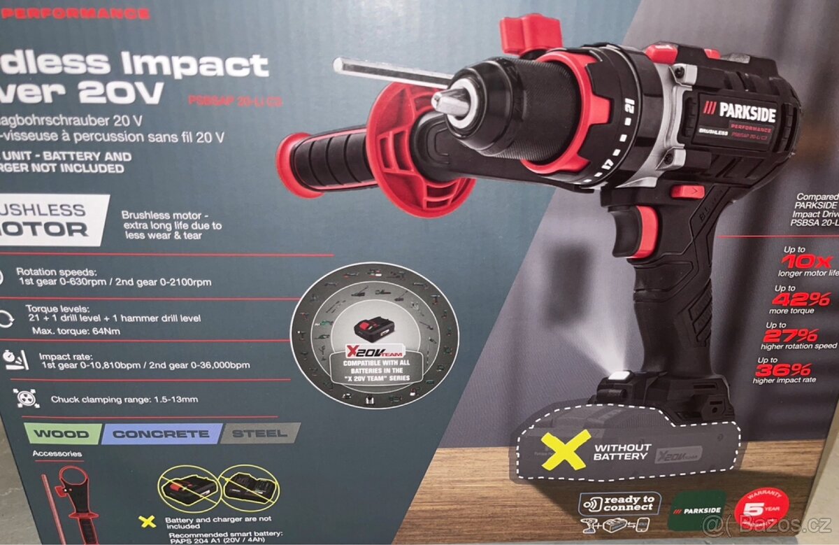 Aku příklepová vrtačka Parkside Performance - 5