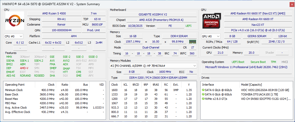 Herní PC s Ryzen 4500, RX 6600 XT a 23" 1080p monitorem - 5