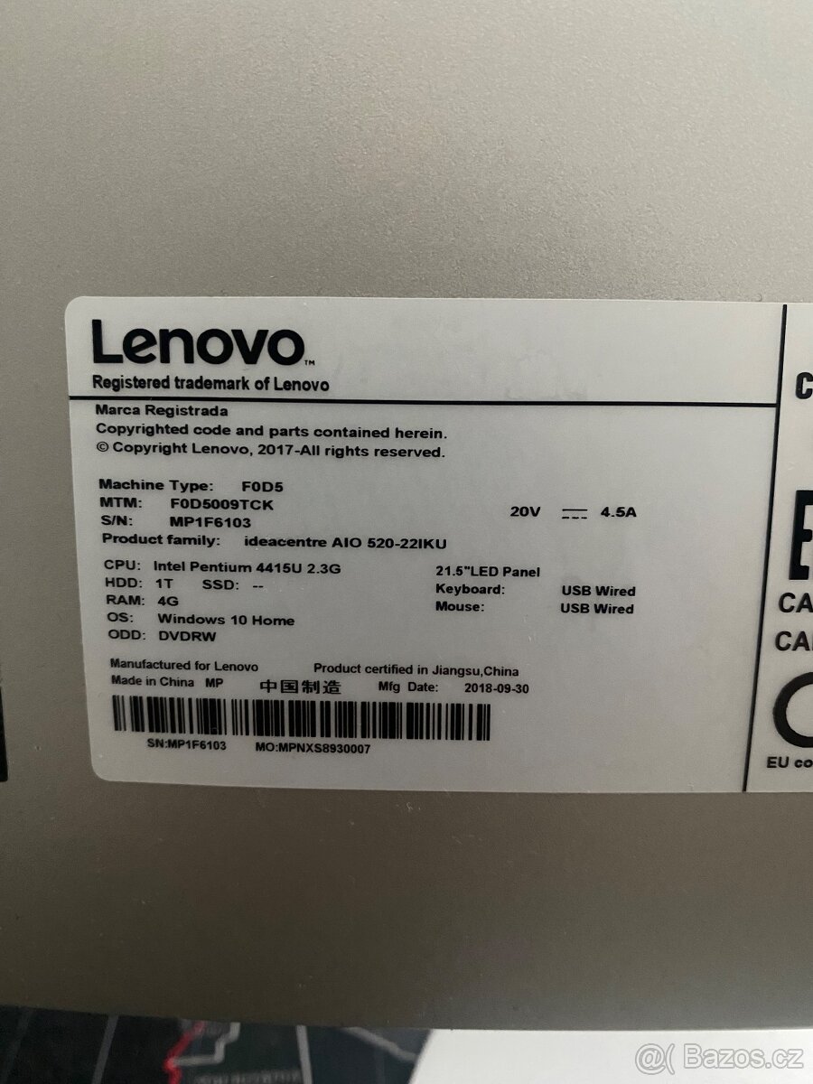 Lenovo IdeaCentre AIO 520-22IKU 21.5” - 5