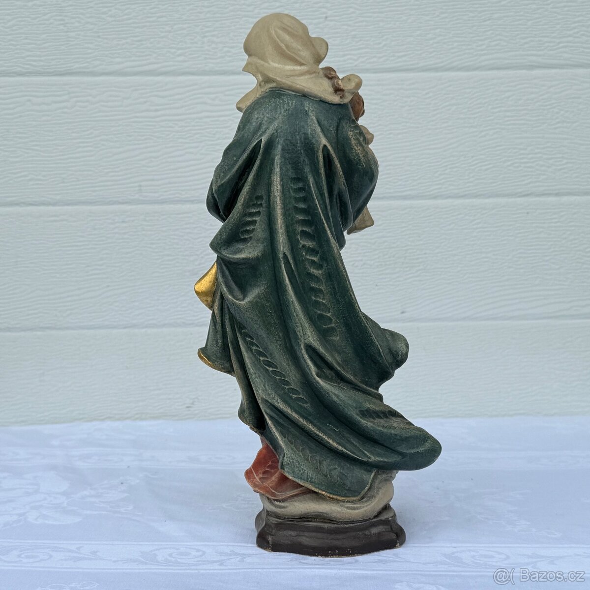 Dřevěná socha Panna Marie s Ježíškem polychromie - 5