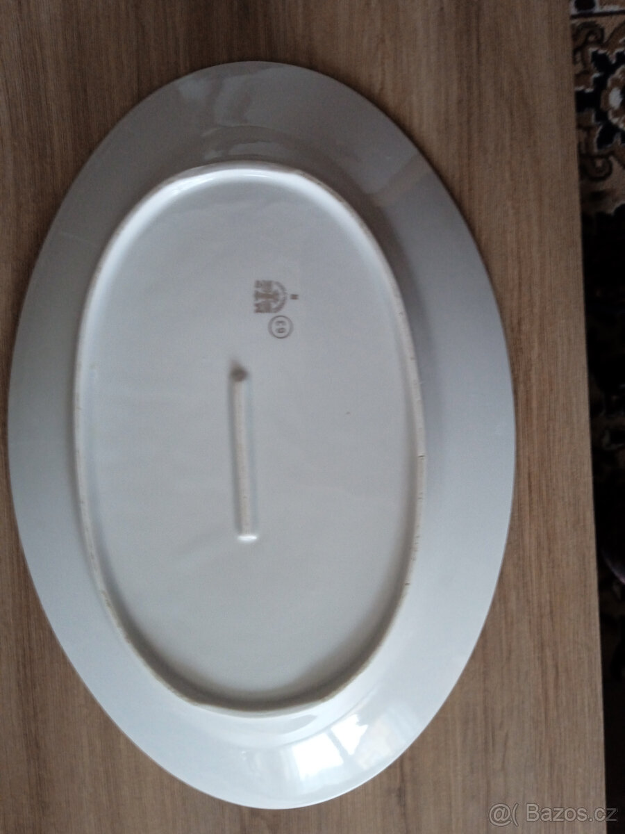 Retro porcelánový oválný talíř - 5
