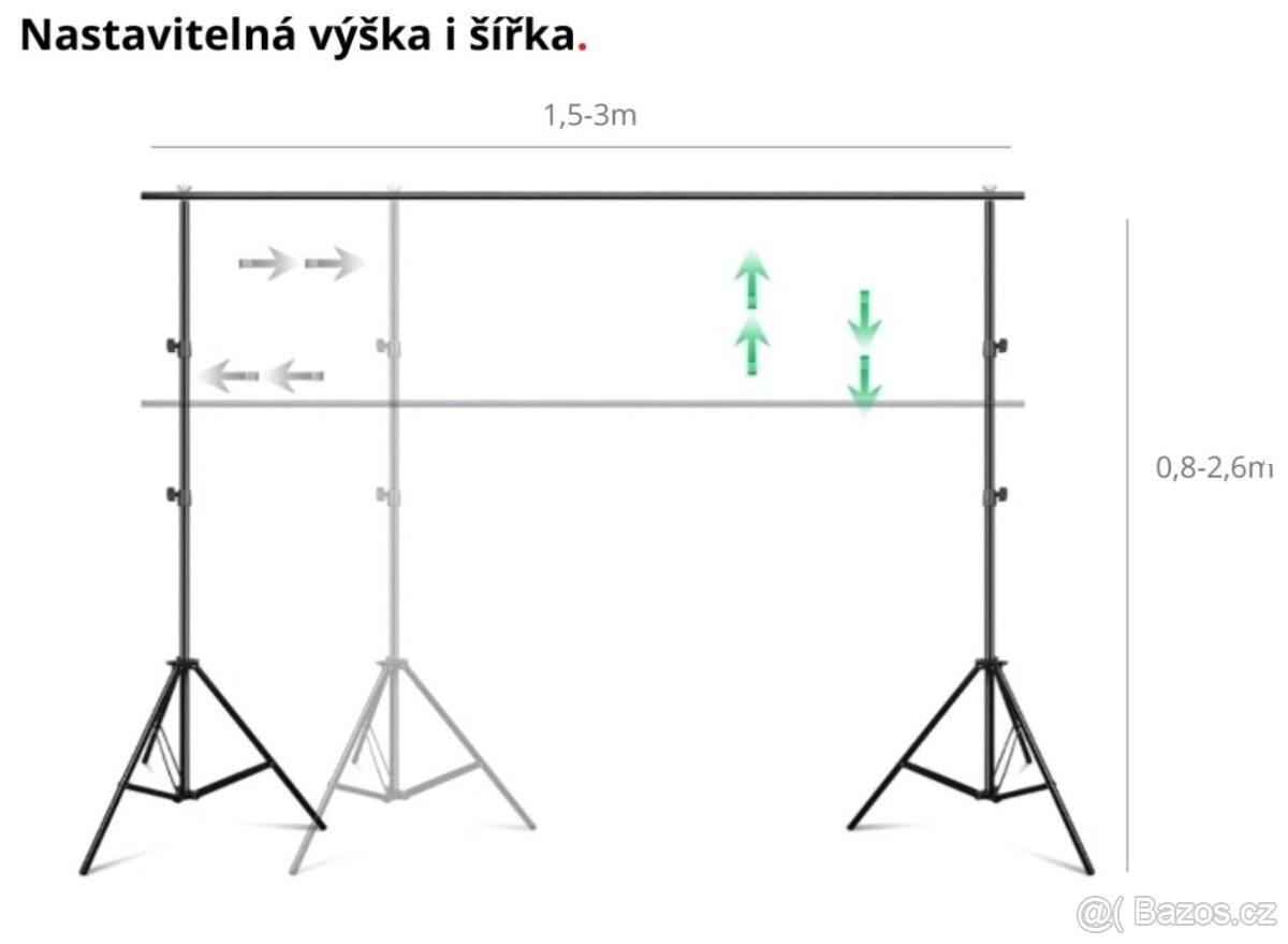 Fotopozadí (3- bílé, černé, zelené) + 2x softbox 90W - 5