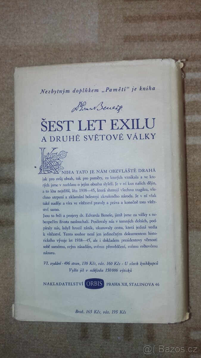 Kniha Dr.Edvard Beneš Paměti 1948 - 5