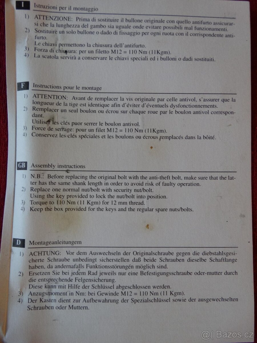 Bezpečnostní šrouby kol OZ RACING B65 - 5