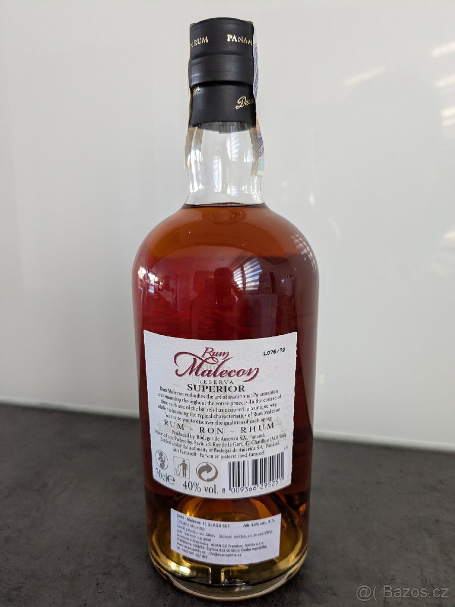 Rum Malecon 15 YO 0,7l 40% + skleničky - 5