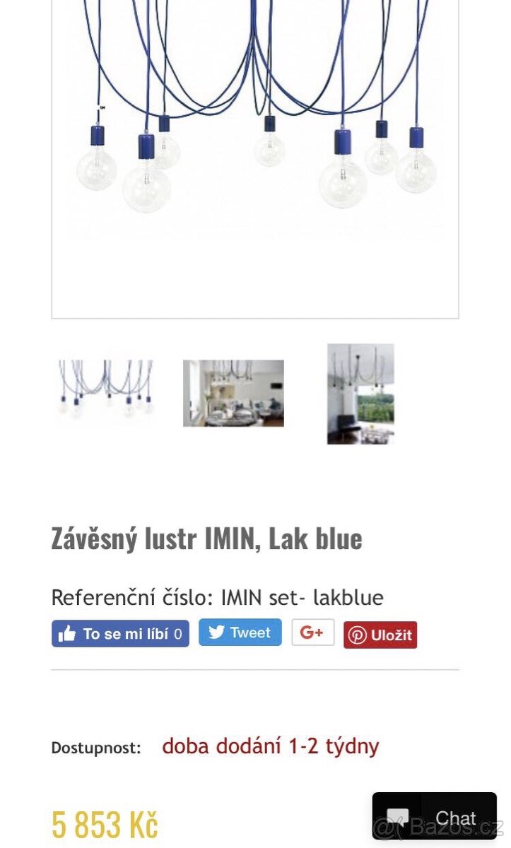 Designový závěsný lustr - modrý - 5