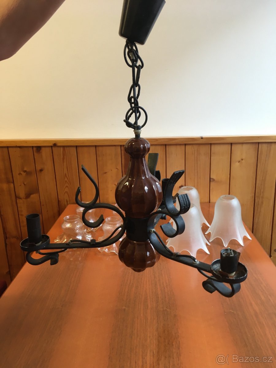 Retro keramicko - železný lustr - 5