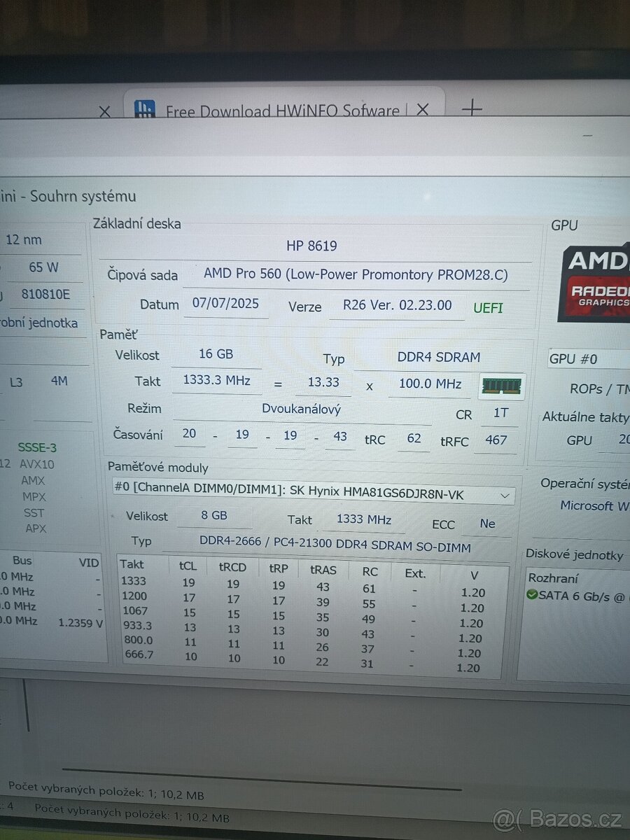 HP EliteDesk 705 G5 Mini – Ryzen 5 PRO / 16 GB RAM / SSD - 5